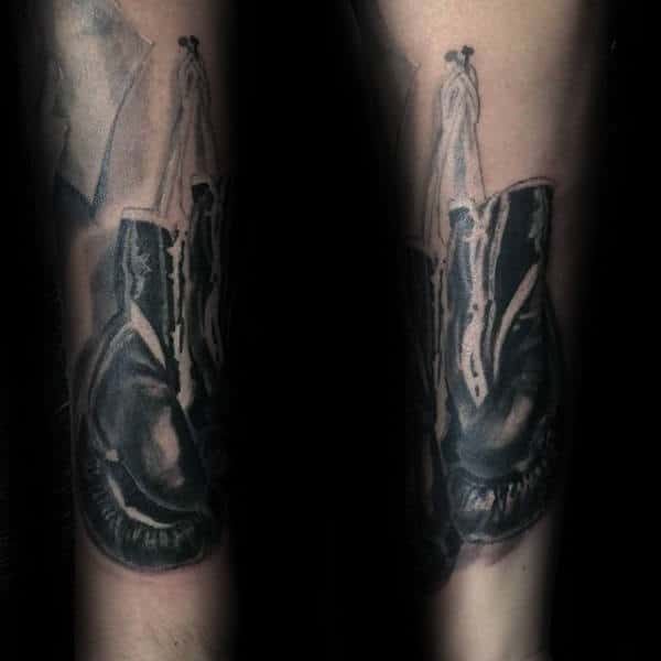 Forearm Hanging Boxing Gloves Mens Watecolor Tattoos