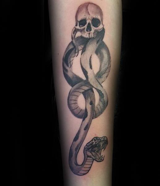Forearm Harry Potter 3d The Dark Mark Tattoo Designs For Guys
