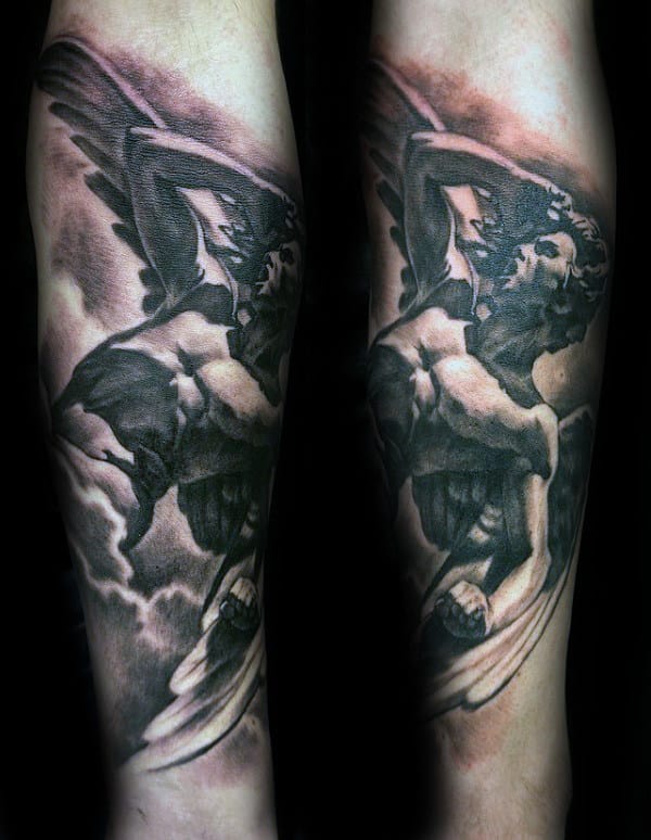 Forearm Icarus Mens Shaded Tattoo Designs