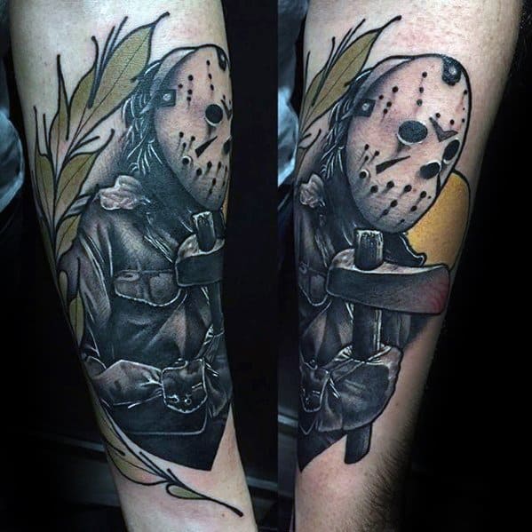 Forearm Jason Mask Tattoos Male