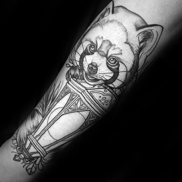 Forearm Lantern With Red Panda Guys Tattoo Designs