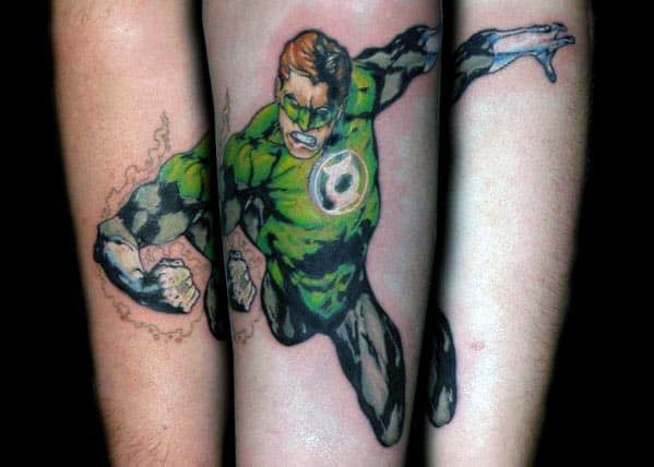 Forearm Male Green Lantern Superhero Tattoo Inspiration
