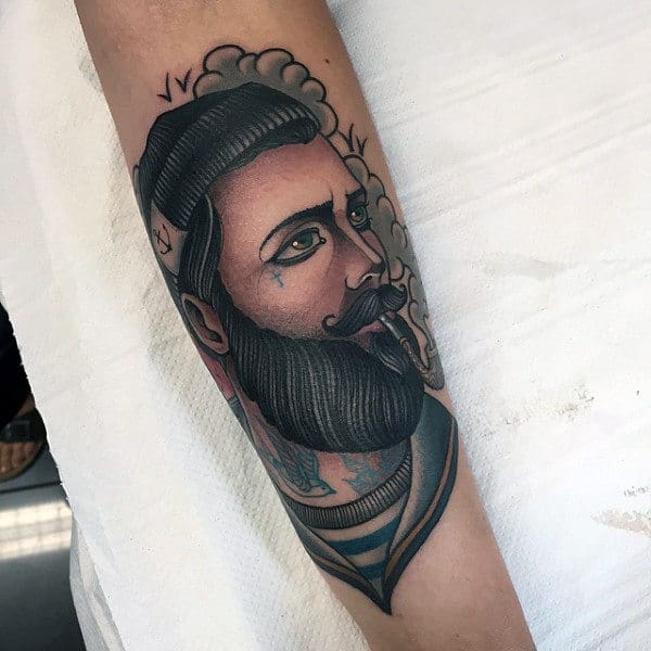 Forearm Male Happy Sailor Tattoo