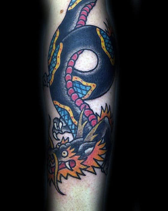 Forearm Male Small Chinese Dragon Tattoo Designs