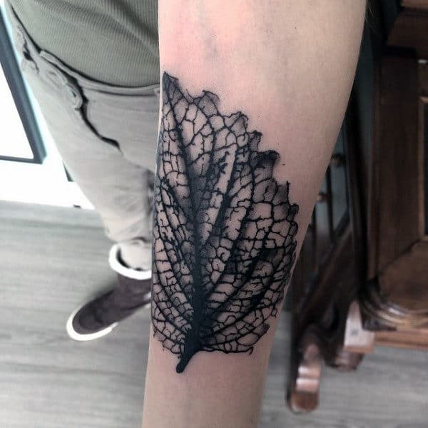 Forearm Male Tattoos Of Leaves
