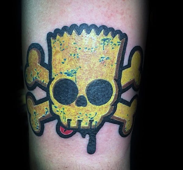 Forearm Male With Cool Bart Simpson Tattoo Design
