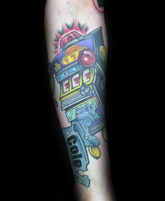 Forearm Mens Cool Slot Machine Tattoo Ideas