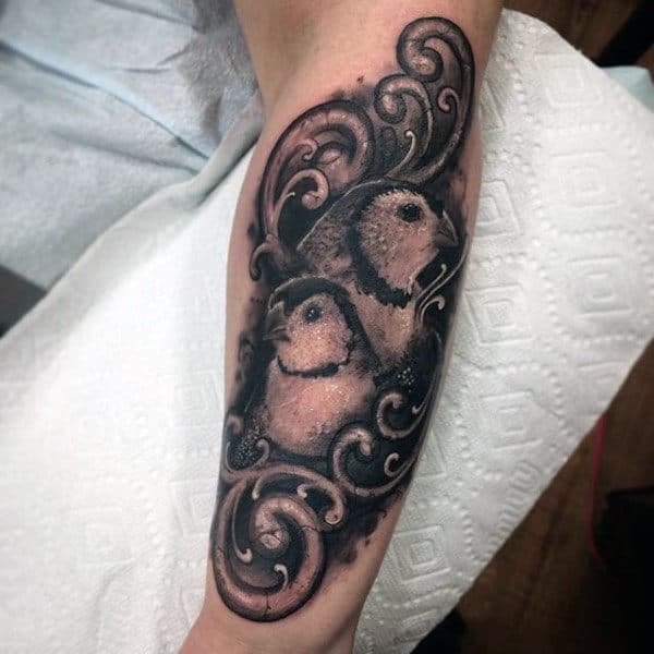 Forearm Mens Greyish Toned Sparrow Tattoos