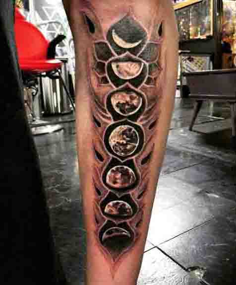 Forearm Mens Moon Phases Tattoo