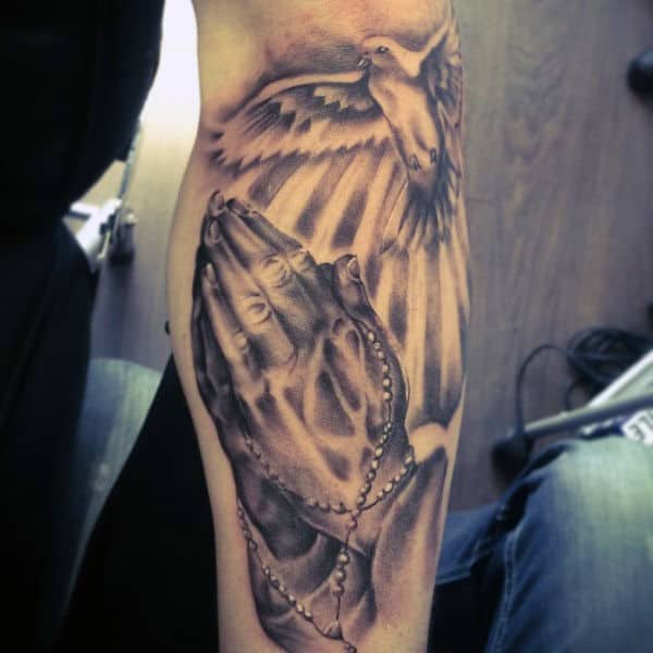 Forearm Mens Praying Hands Tattoo Designs