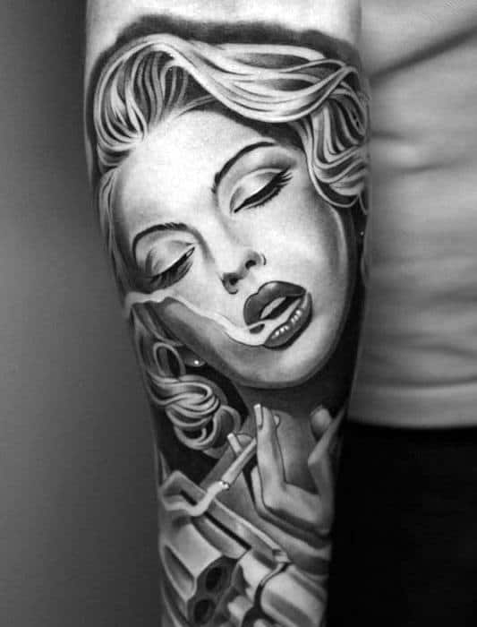 Forearm Men's Smoke Effect Tattoo