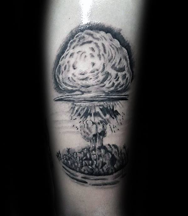 Forearm Mushroom Cloud Tattoo Ideas For Males