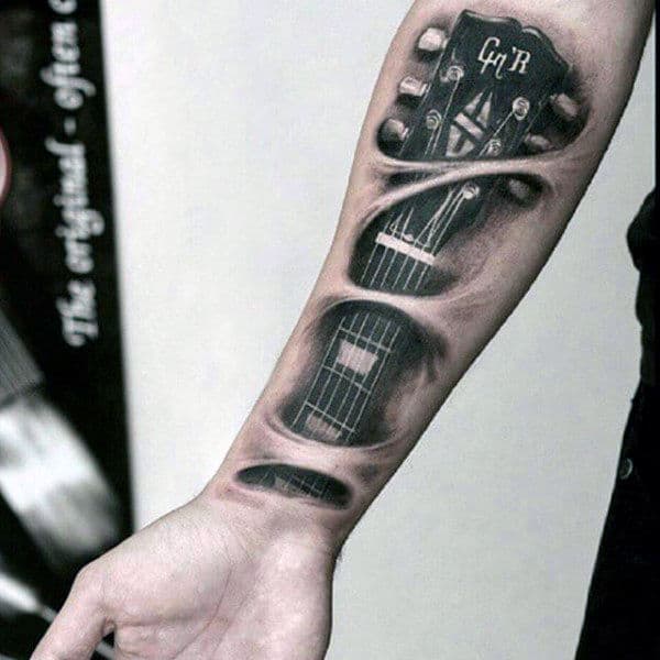 Forearm Music Strings Of Guitar Tattoos For Men
