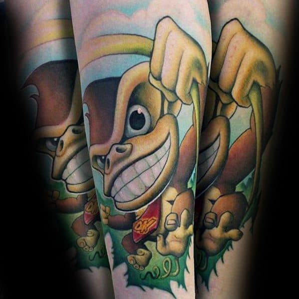 Forearm New School 3d Video Game Donkey Kong Male Tattoo Ideas