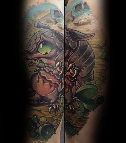 Forearm New School Guys Armadillo Tattoos