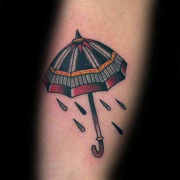 Forearm Old School Small Umbrella Guys Tattoo Designs