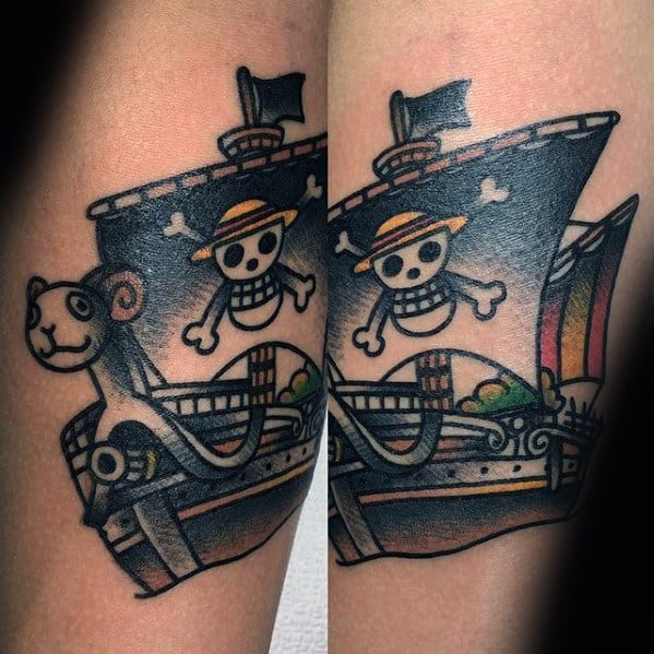 Forearm Old School Traditional Sailboat Male One Piece Tattoo
