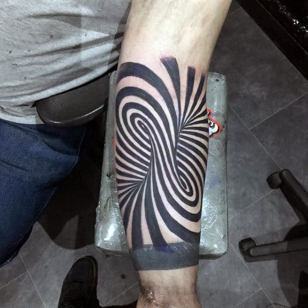 Forearm Optical Illusion Male Spiral Tattoo Design