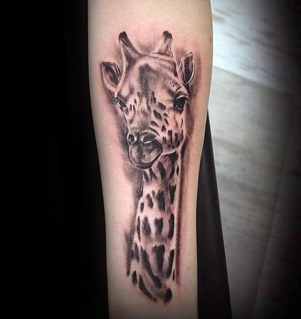 Forearm Realistic Giraffe Tattoos For Men