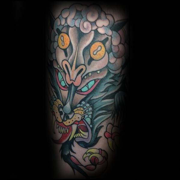 Forearm Retro Guys Wolf In Sheeps Clothing Tattoos