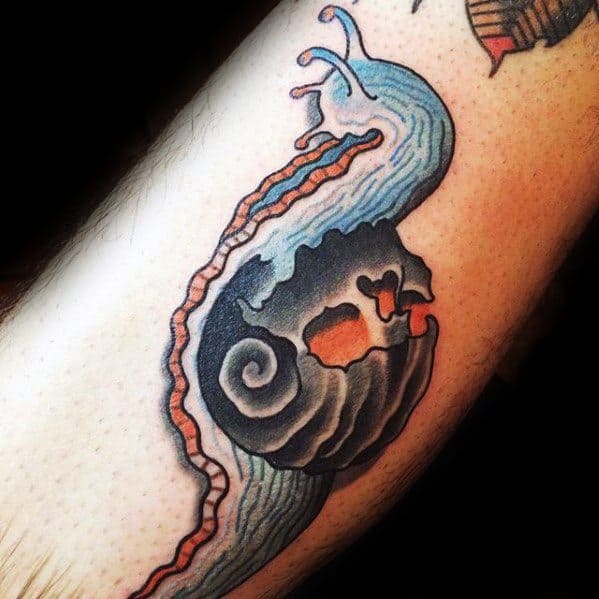 Forearm Retro Mens Cool Snail Tattoo Ideas