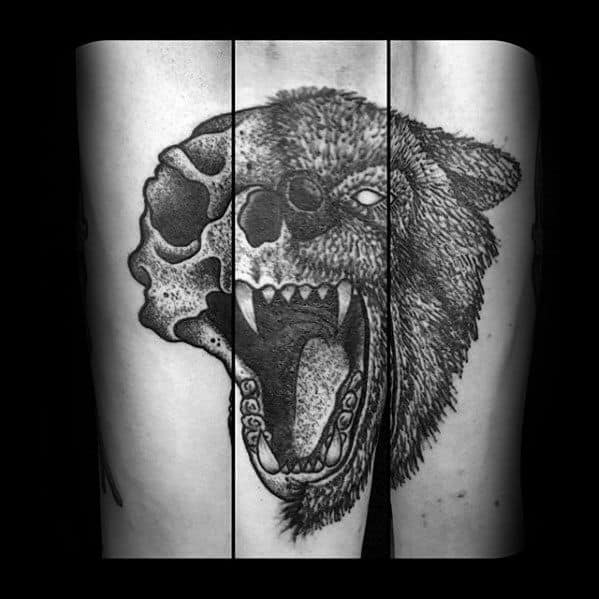 Forearm Roaring Bear Mens Skull Forearm Tattoos