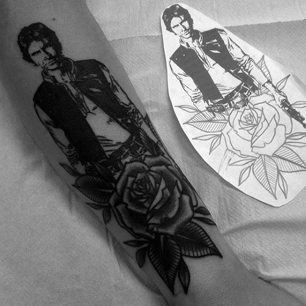 Forearm Rose Flower Han Solo Tattoo Ideas For Males
