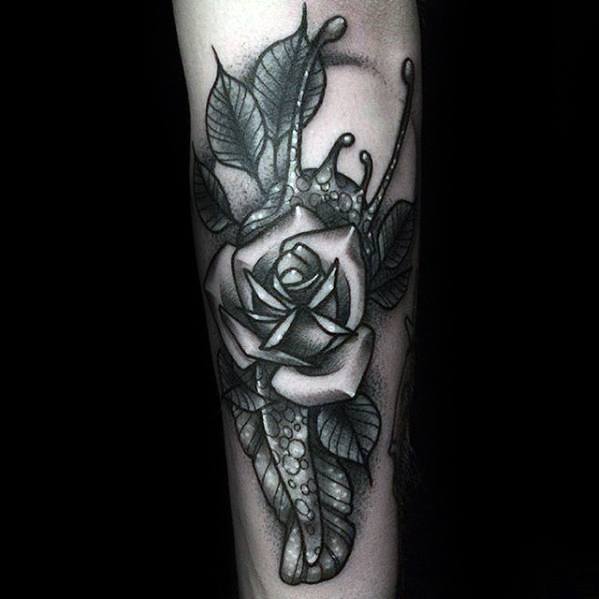 Forearm Rose Flower Snail Guys Tattoos