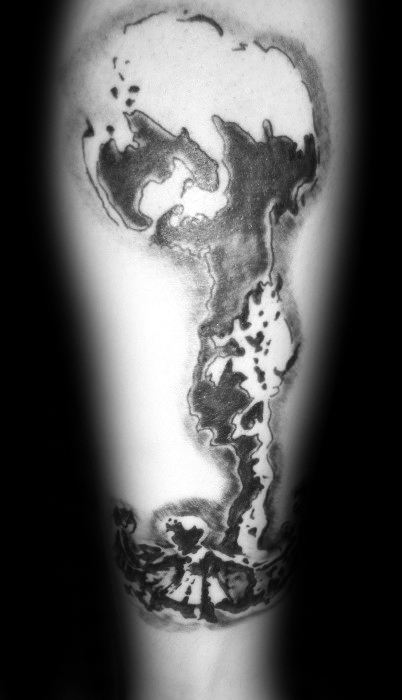 Forearm Shaded Guys Mushroom Cloud Tattoo Design Ideas