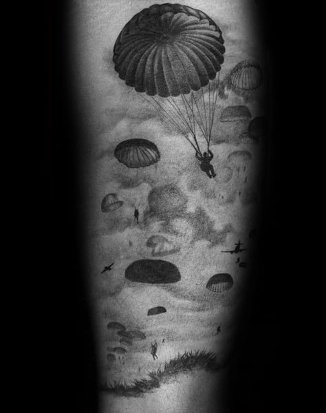 Forearm Shaded Parachute Guys Tattoo Ideas