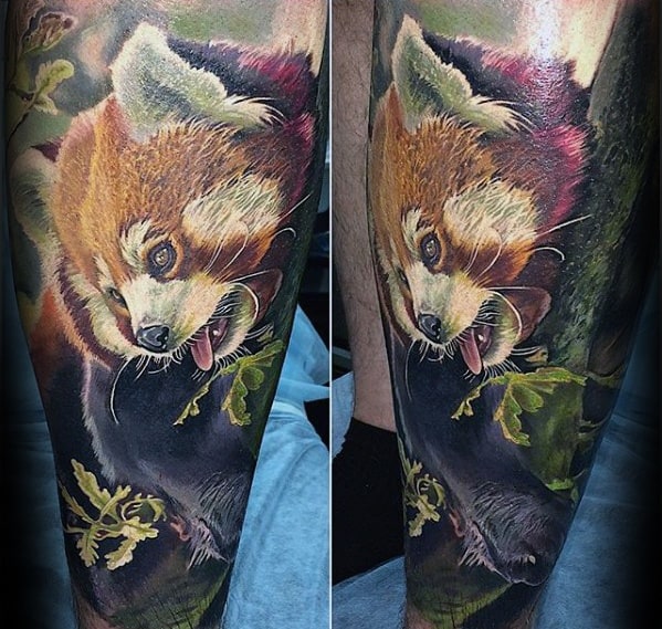 Forearm Sleeve 3d Realistic Red Panda Tattoo Designs For Males