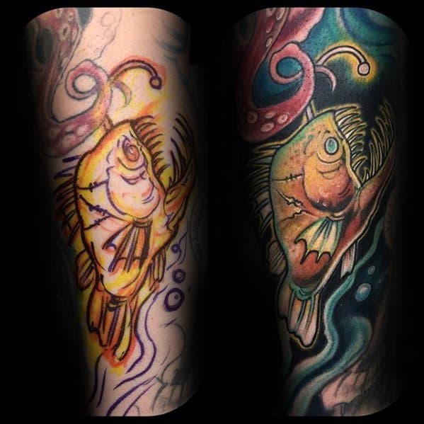 Forearm Sleeve Angler Fish Tattoo Ideas On Guys