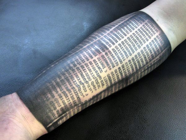 Forearm Sleeve Binary Tattoos For Males