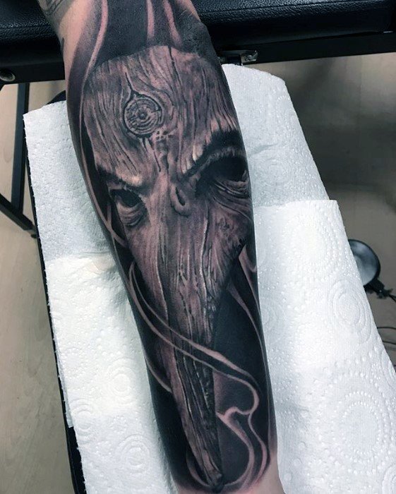 Forearm Sleeve Cool Plague Doctor Tattoo Design Ideas For Male