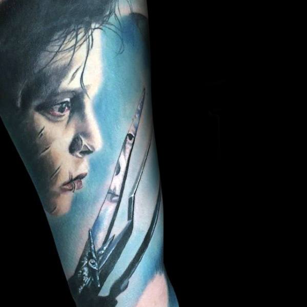 Forearm Sleeve Edward Scissorhands Mens Tattoo Ideas