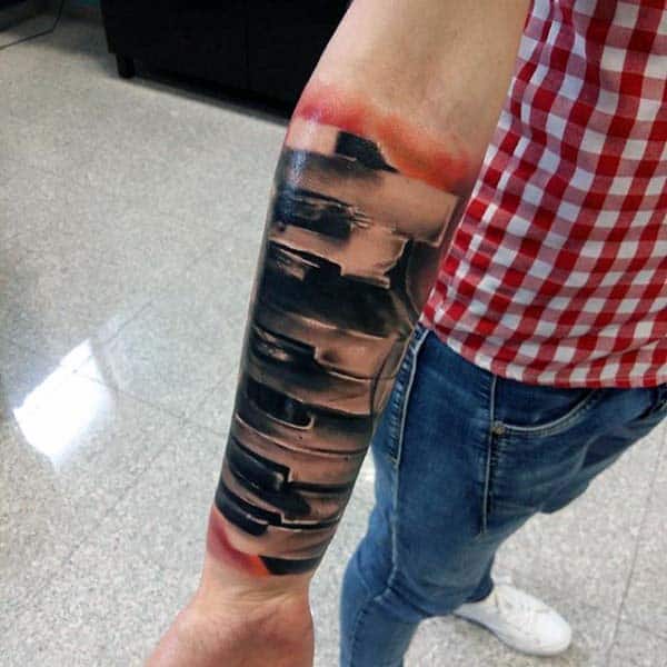 Forearm Sleeve Extreme Piano Keys Mens Tattoos