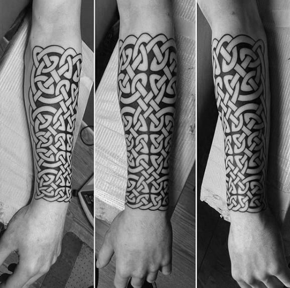 Forearm Sleeve Guys Celtic Knot Black Ink Tattoo Ideas