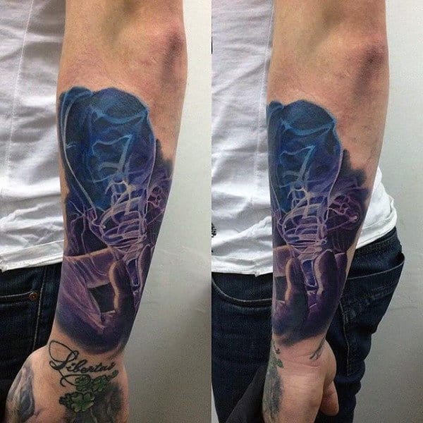 Forearm Sleeve Insane Mens Light Bulb Smoke Tattoo Design Ideas