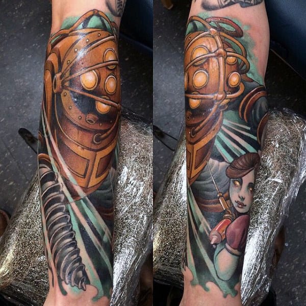 Forearm Sleeve Male Bioshock Tattoos