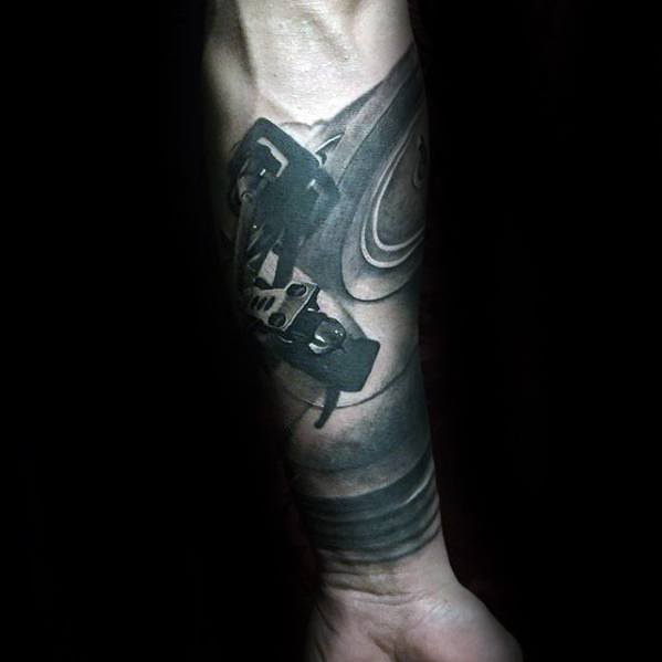Forearm Sleeve Male Cool Vinyl Record Tattoo Ideas