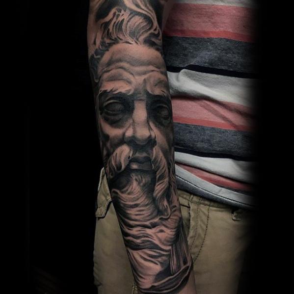 Forearm Sleeve Male Socrates Portrait Tattoo Ideas