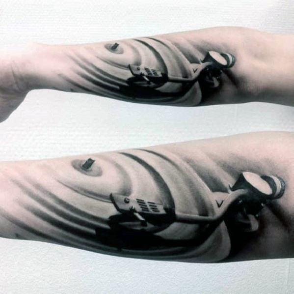 Forearm Sleeve Mens Tattoo Ideas With Vinyl Record Design
