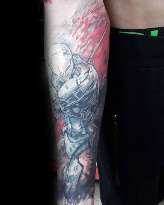 Forearm Sleeve Metal Gear Male Tattoo Ideas