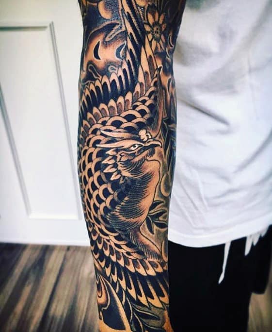 Forearm Sleeve Phoenix Japanese Tattoos For Males