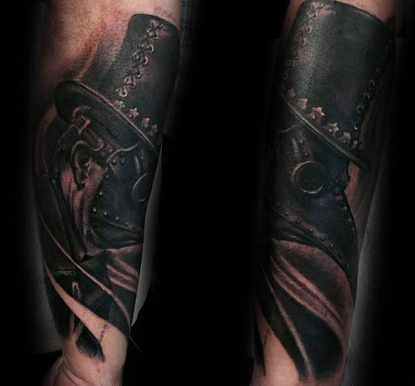 Forearm Sleeve Plague Doctor Mens Tattoo Ideas