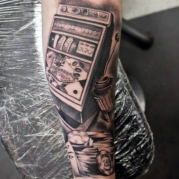 Forearm Sleeve Slot Machine Mens Tattoo Ideas