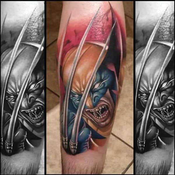 Forearm Sleeve Tattoo Designs For Gentlemen With Wolverine Design
