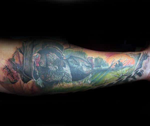 Forearm Sleeve Turkey Tattoo For Men