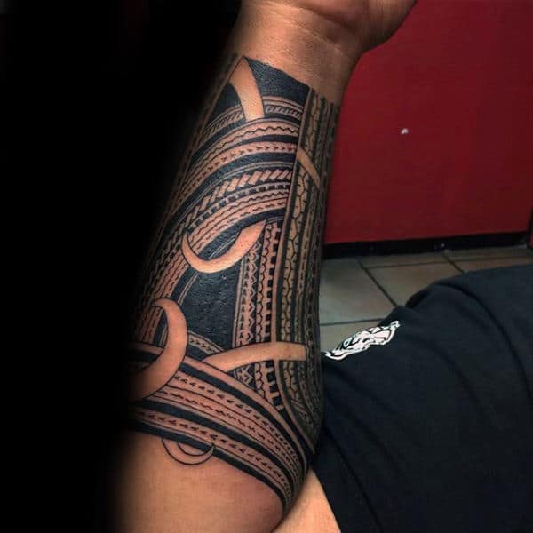 Forearm Sleeve With Samoan Design Mens Tribal Tattoo Inspiration