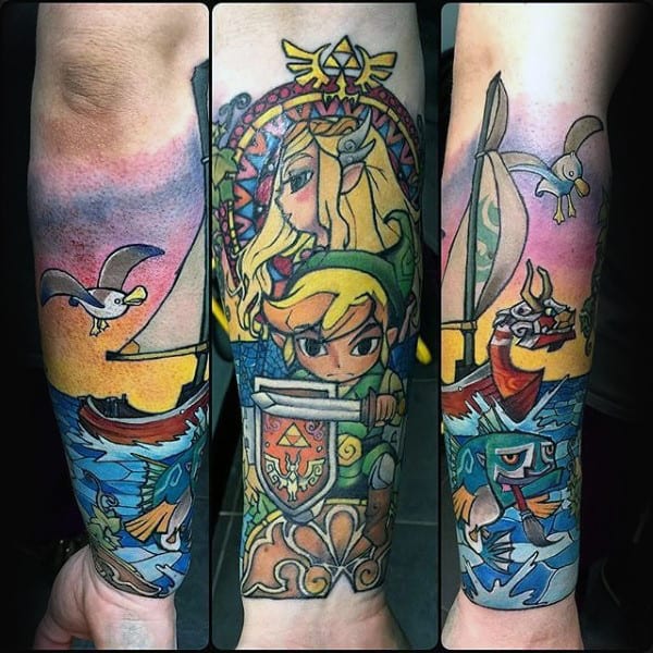 Forearm Sleeve Zelda Tattoo On Man